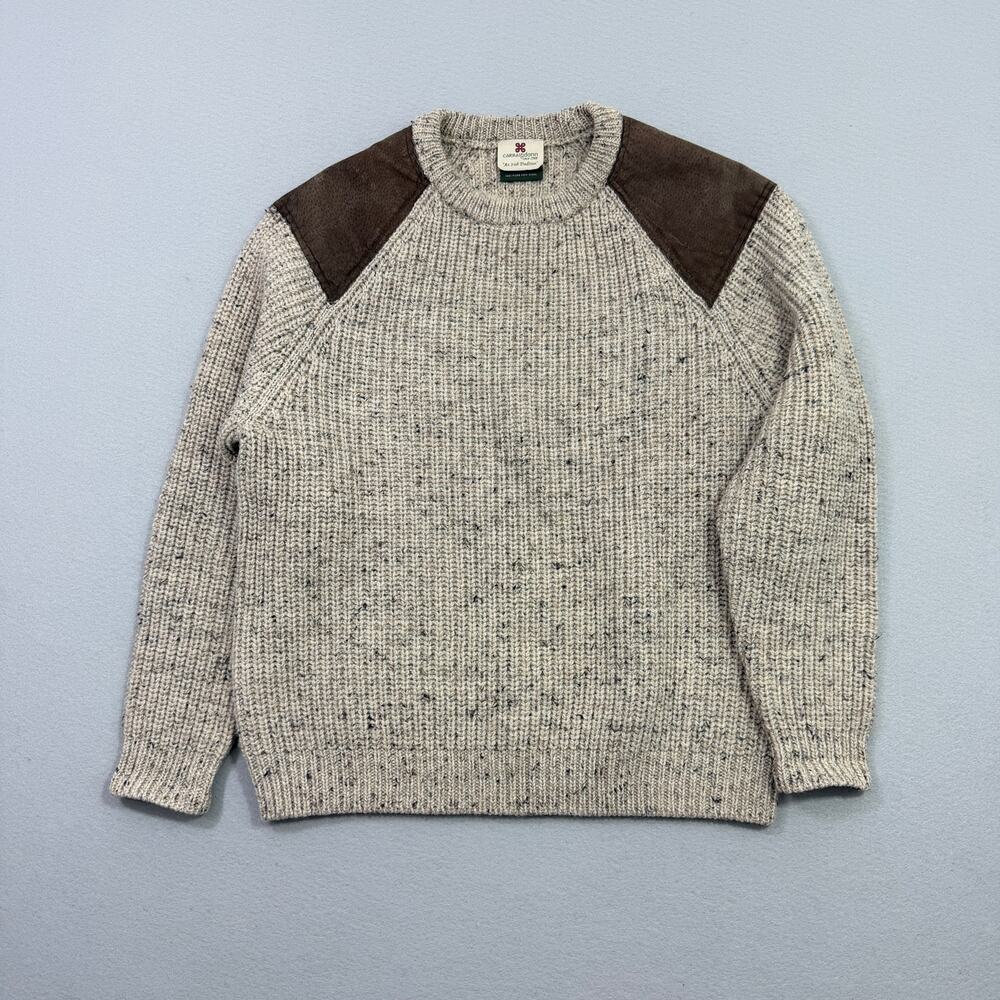 Vintage Carraig Donn Ireland Sweater Men's Large Oatmeal Crewneck Fisherman